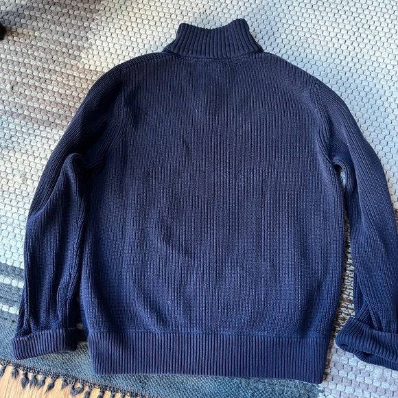 J.Crew Men’s Cotton Fisherman Snap Collar Sweater – Navy – Size Large - Picture 2 of 4